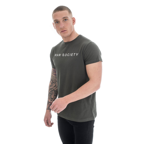 Khaki Green T-Shirt - Basic Emboss Collection - Raw Society