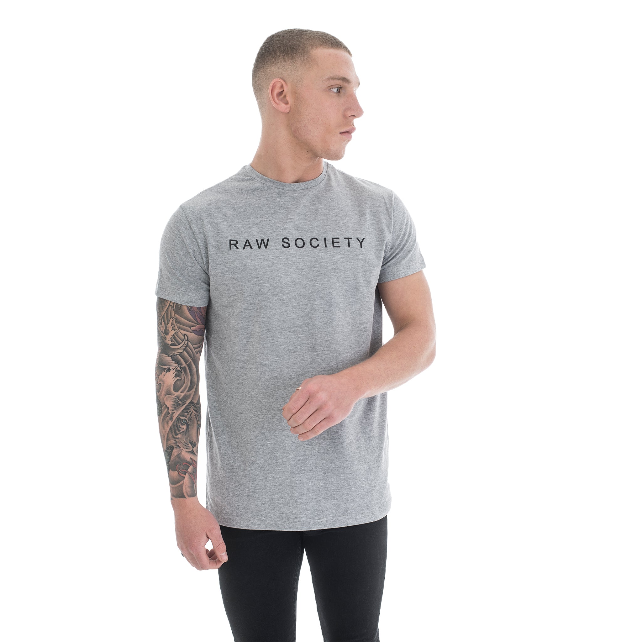 Grey T-Shirt - Basic Emboss Collection - Raw Society