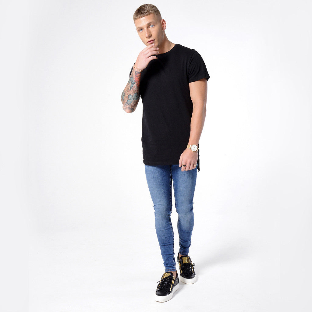 Dark Blue Non Ripped - Super Stretch Spray On Skinny - Raw Society