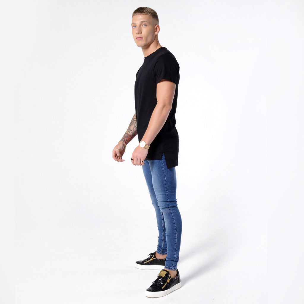 Dark Blue Non Ripped - Super Stretch Spray On Skinny - Raw Society