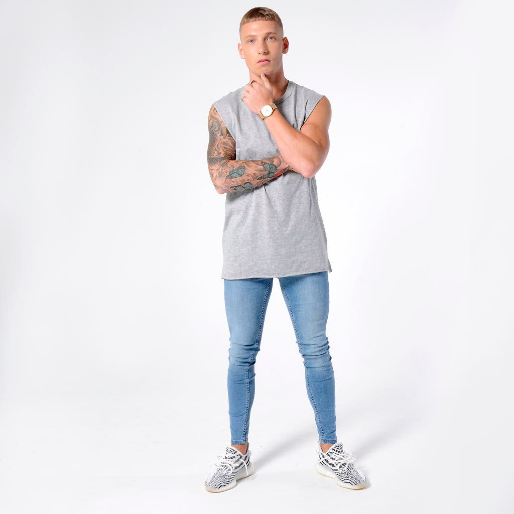 Light Blue Non Ripped - Super Stretch Spray On Skinny - Raw Society