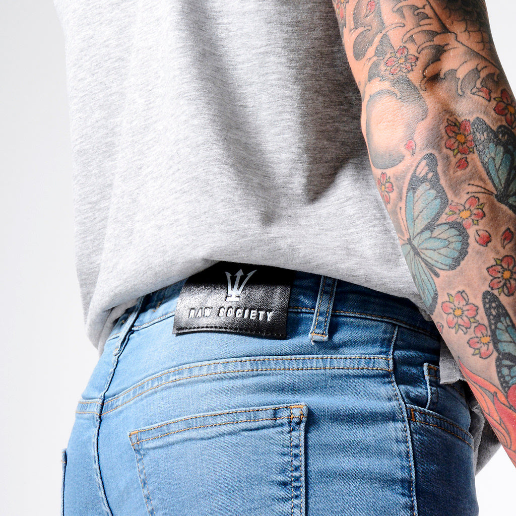 Light Blue Non Ripped - Super Stretch Spray On Skinny - Raw Society