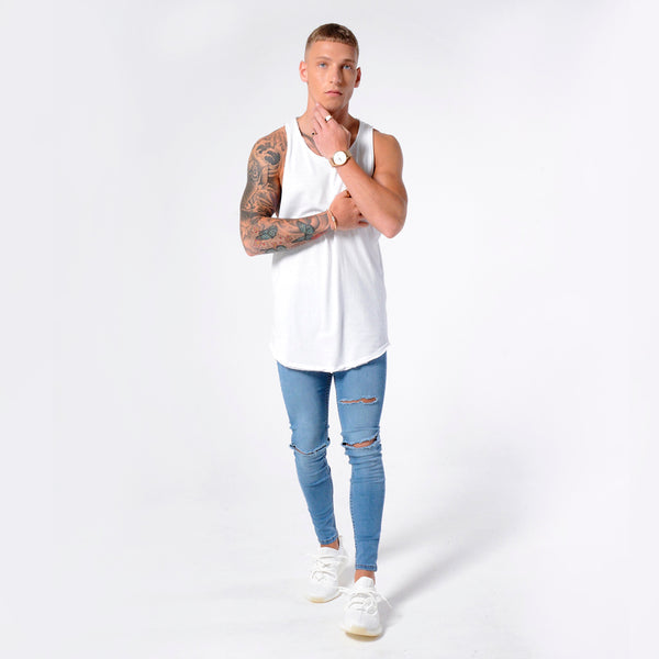 Light Blue Destroyed - Super Stretch Spray On Skinny - Raw Society