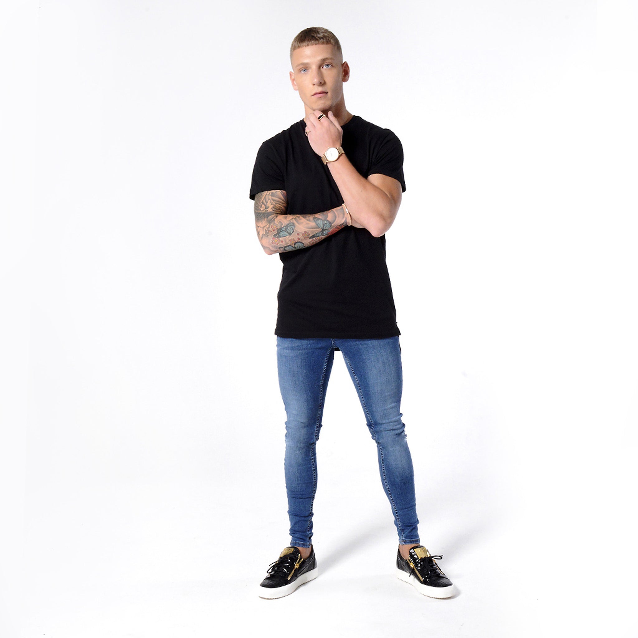 Dark Blue Non Ripped - Super Stretch Spray On Skinny - Raw Society