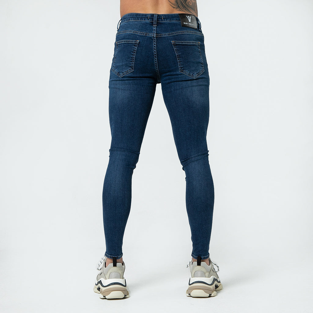NEW - Raw Navy Ripped & Repaired - Super Stretch Spray On Skinny - Raw Society