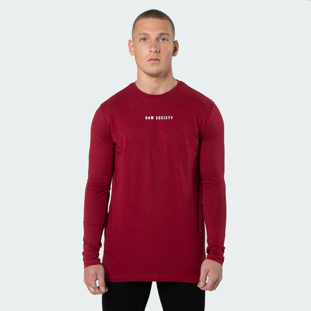 NEW Signature - Burgundy Long Sleeve T shirt - Raw Society