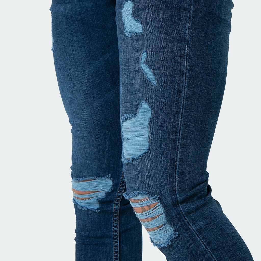 NEW - Raw Navy Ripped & Repaired - Super Stretch Spray On Skinny - Raw Society