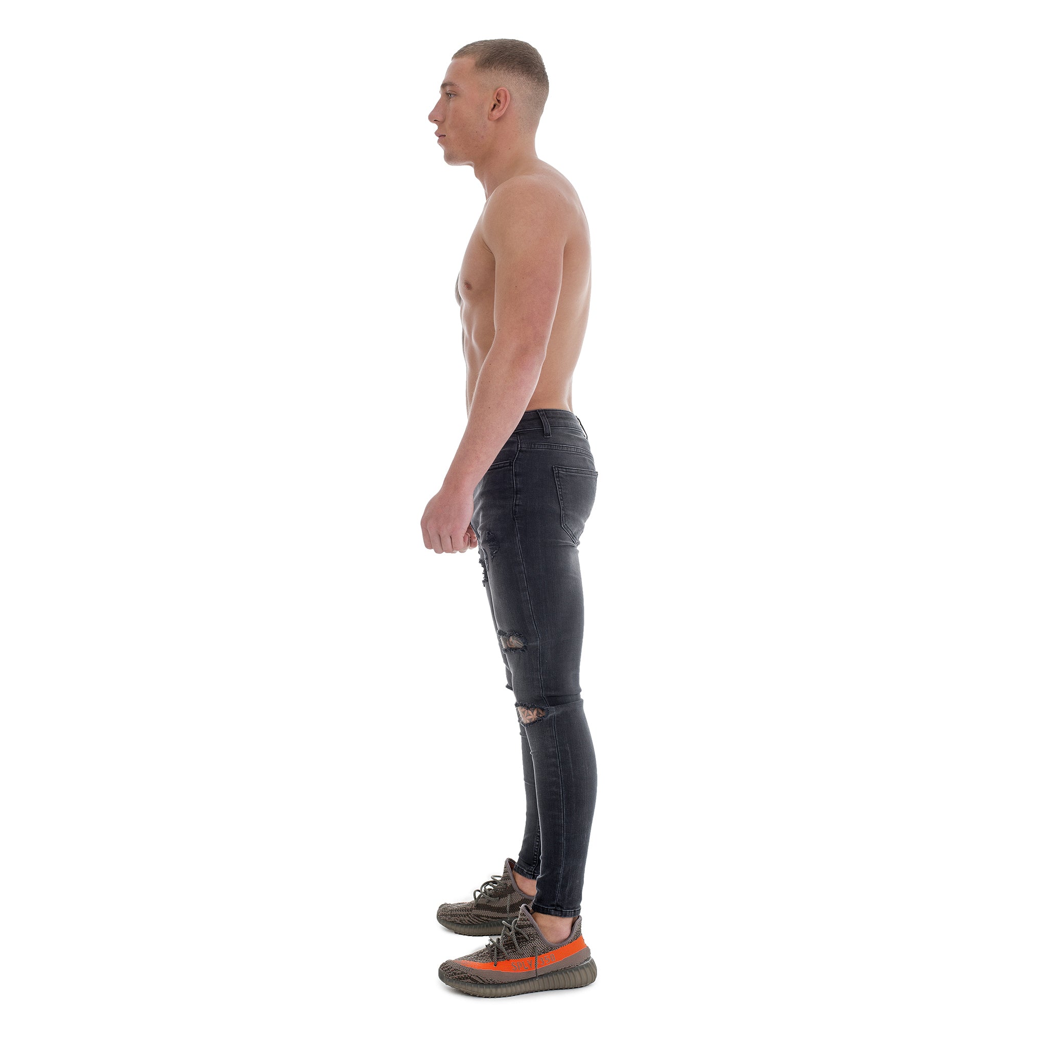 Grey Destroyed - Super Stretch Spray On Skinny - Raw Society