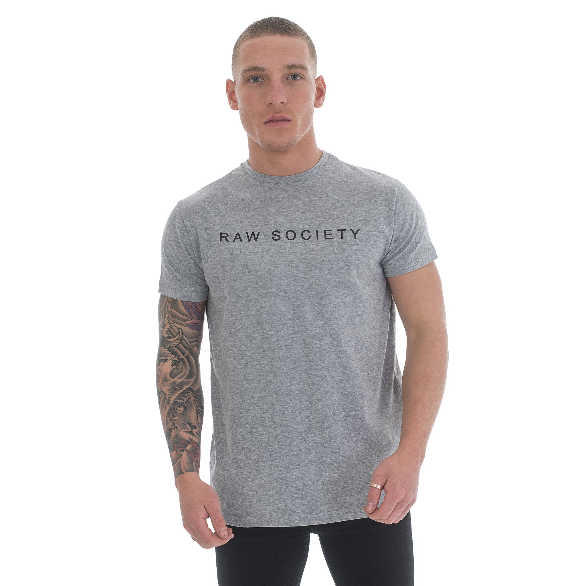 Grey T-Shirt - Basic Emboss Collection - Raw Society