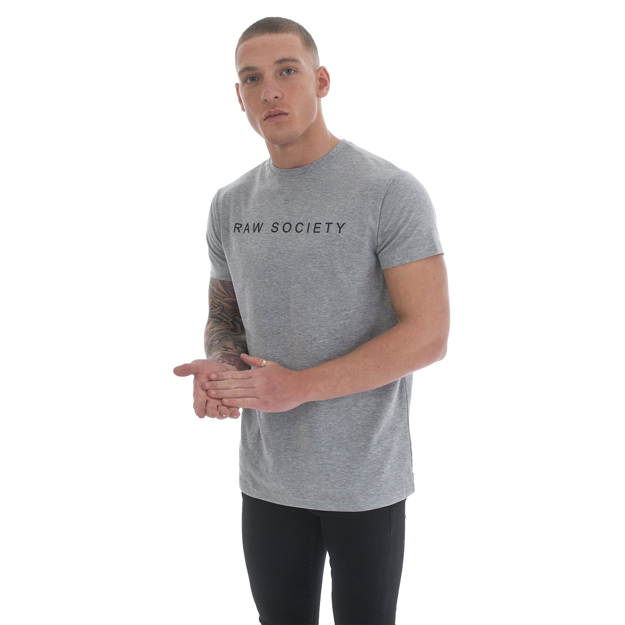 Grey T-Shirt - Basic Emboss Collection - Raw Society