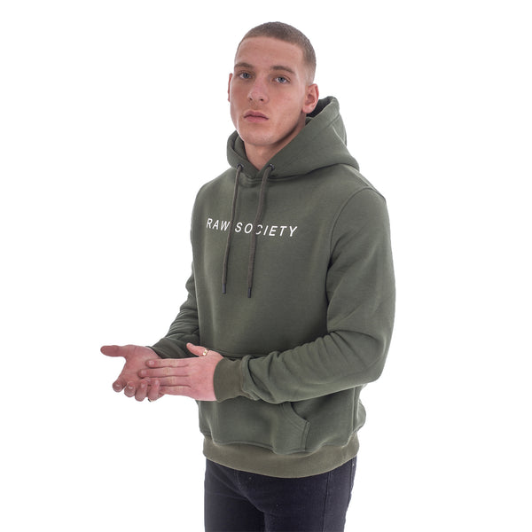 Khaki Green Hoodie - Basic Emboss Collection - Raw Society